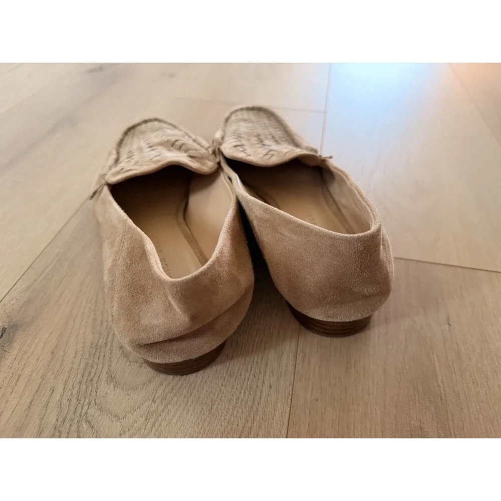 Veronica Beard Women's Tan Leather Round-Toe Woven Anica Loafers SZ 8